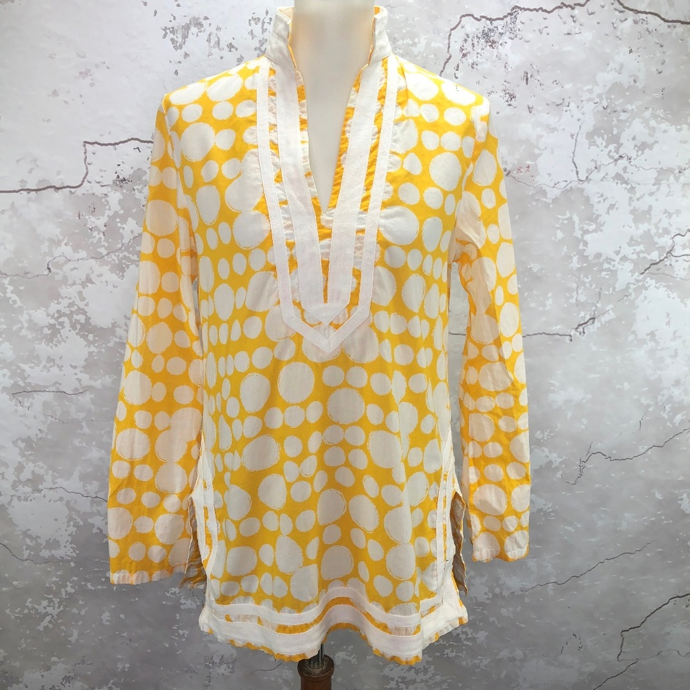 Michael Kors Yellow White Circle Print Tunic M
